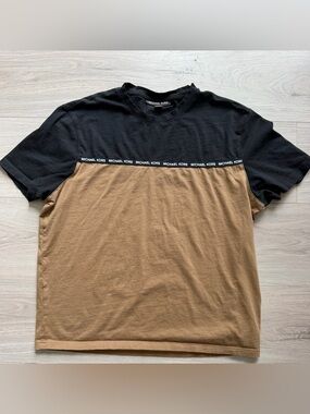 Michael Kors Black and Brown Short-Sleeve Crewneck Tee